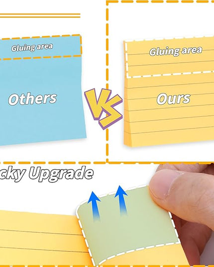 60 PCS Lined Sticky Notes 3x3In Colorful Sticky Notes 75 Sheets/Pad 12 Colors,Bright Ruled Post Stickies Multicolor Memo Note Pads for Teacher Student School Office Meeting Blank Desk Pads,4500 Sheets