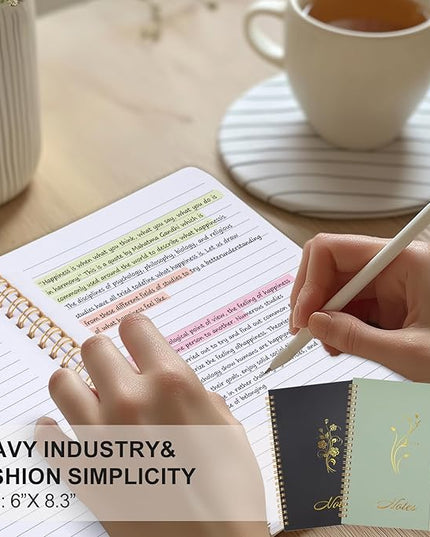 Joyberg Aesthetic Spiral Notebook, 2PCS Cute Notebook, 8.3" x 6" Notebook For Women, A5 Spiral Journal Notebook for Office/School/Home (Green & Black)