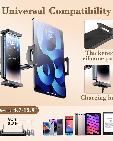 iBooMas iPad Stand,Tablet Floor Stand with Wireless Remote, Full-Angle Adjustable Overhead Phone Mount for Bed, 66" Tall Metal Stand with Heavy Base for iPad iPhone Kindle 4.7-12.9 Inch