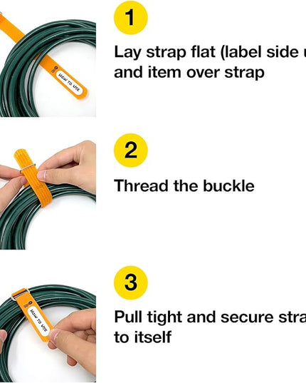 Wrap-It Storage Cinch-Straps, 12-in (16-Pack) Black - Hook and Loop Strap with Write on Label for Easy Cord Identification and Cable Management