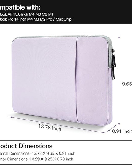 Laptop Sleeve Case for MacBook Air 13 inch M2 M3 M4 A3240 A3113 2025-2023, Compatible with MacBook Pro 14 inch M5 M4 M3 M2 M1 Pro Max A3112 A3185 A3401 A2779 A2442 A2918 Water Resistant Bag-Purple