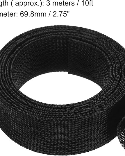 uxcell Expandable Sleeving,2 3/4-inch 10ft Cable Sleeve, Black