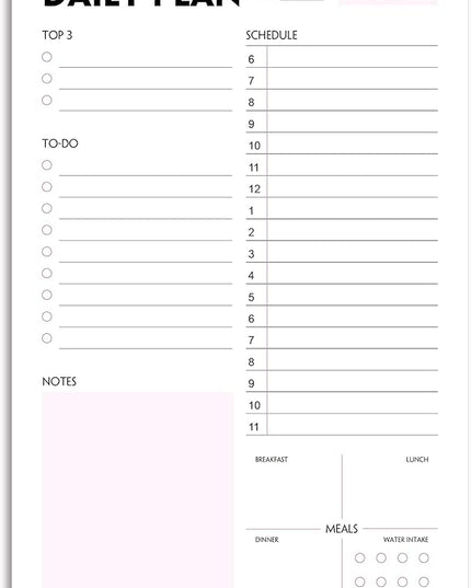 Daily Planner Notepad - A5 Calendar, Scheduler, Organizer with Priority, To Do List, Appointments, Notes, Meals and Water Intake Tracker, 50 Undated Tear-Off Sheets Planning Pad, 5.8"x8.25"