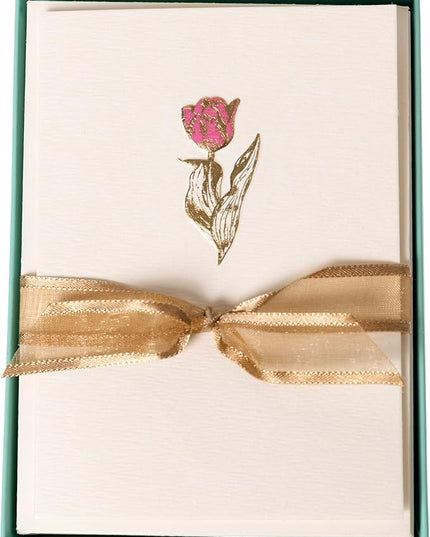 Graphique Tulip Cards | Pack of 10 Cards with Envelopes | Blank Inside | All Occasion Greetings | La Petite Presse Collection | Embossing and Gold Foil Accents | Boxed Set | 3.25" x 4.75"