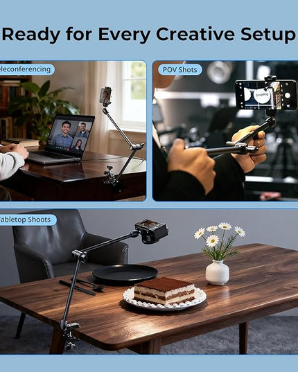 SMALLRIG Desktop Magic Arm Support with Crab-Shaped Clamp Kit, Aluminum Alloy, 24.3x4.5x1.1 in, 0.6lb Payload, for Smartphones, Webcams, Action Cameras, 5624