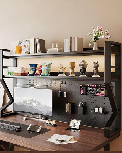 JHDXL Desk Shelf Organizer with Pegboard & Storage Accessories, Space-Saving Desk Storage Shelf, Desktop Shelf Organizer Display Rack, for Dorm, Office(Black 2,95 * 73cm/37.4 * 28.7in)