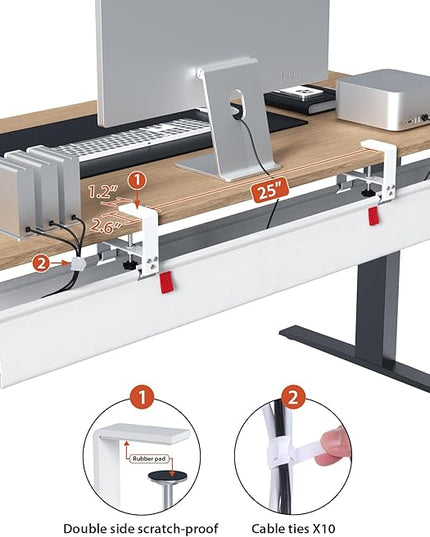 Univivi No Drill Under Desk Cable Management Tray, 48" Cord Organizer for Table, Clamp/Screw Mount Desk Cable Management, Premium Fabric Cable Management Tray for Office, Home (Extra Large)