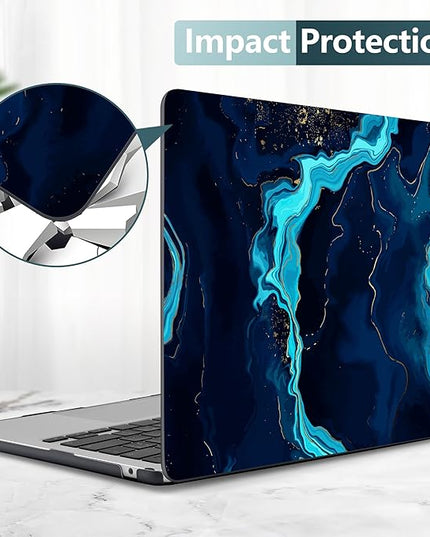 DONGKE for M4 MacBook Air 13.6 Inch Case 2025 2024 2023 2022 Model A3240 A3113 A2681 M3 M2 Chip, Plastic Hard Shell Case Cover with Touch ID for MacBook Air 13 Inch M4 - Blue Marble