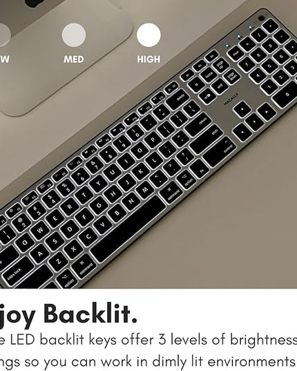 Macally Backlit Bluetooth Keyboard for Mac - Compatible Apple Keyboard Wireless - Multi-Device for MacBook Pro/Air, iMac, iMac Pro, Mac mini/Pro