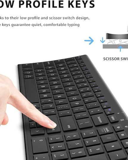 iClever BK10 Bluetooth Keyboard, Universal Bluetooth 5.1 Wireless Keyboard with Number Pad, Ergonomic Design, Multi-Device Compatibility, Stable Connection for Mac, iPad, iPhone, Android, Windows