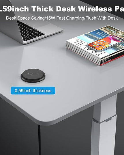 3 Inch Desk Hole Recessed Power Grommet with 15W Wireless Charger Cover, 2 USB-A Countertop Grommet Mount Power Outlet, with AC Outlets and 6ft Extension Cord Black