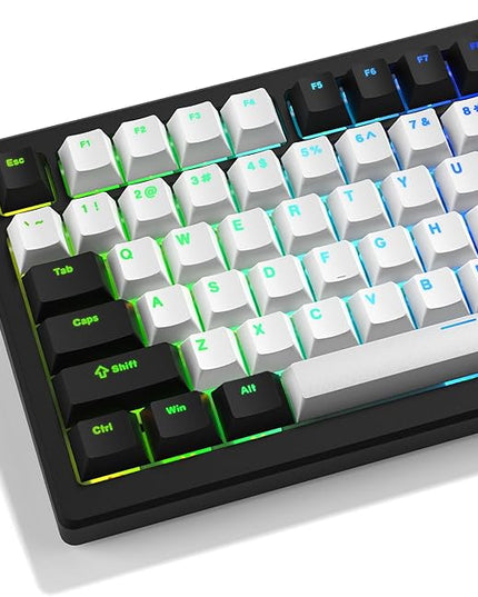 XVX White and Black Keycaps, Shine Through PBT Keycaps Cherry Profile, Custom Key caps Doubleshot 124 Keys Set, Universal Compatiability for 60%, 65%, 75%, 100% Keyboard