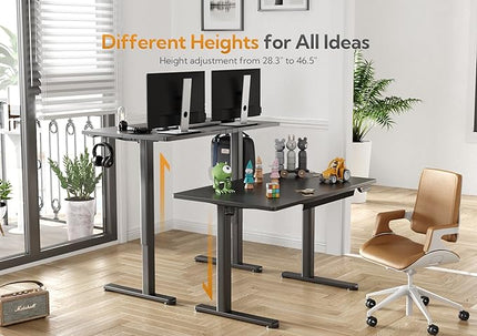 Claiks Standing Desk with Drawers, Electric Standing Desk Adjustable Height, Sit Stand Desk Computer Workstation, 40 Inch, Black