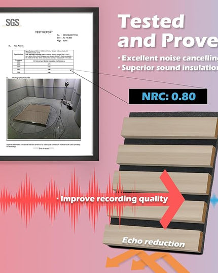 Art3d 2-Pack 108" x 12" Acoustic Wood Panels for Wall, Soundproof Wood Slat Panel for Wall and Ceiling, 3D Fluted Sound Absorbing Paneling for Interior Wall Decor, Living Room, Bedroom - Oak