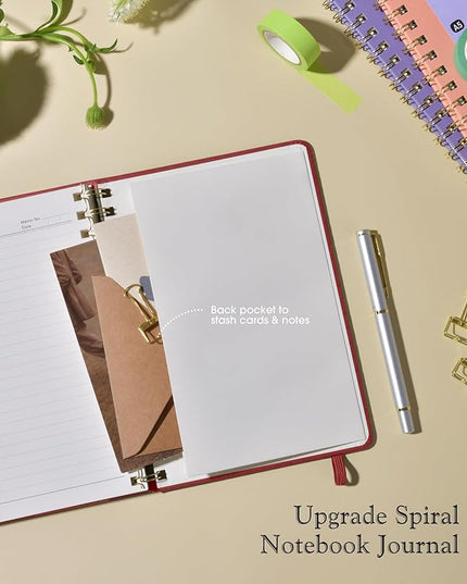 Lined Spiral Journal Notebook, A5 Hardcover Spiral Journals for Women Men, 150 Numbered Pages Spiral Bound Notebook, 100 GSM College Ruled Notebooks for Writing Note Taking 5.75" x 8.38", Wine Red