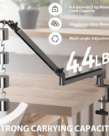 Low Profile Mic Arm 15cm Extra Riser Adjustable Mic Boom Arm Metal Desk Mounted Microphone Stand Cable Management Flexible Microphone Holder for Podcast Streaming Gaming Desktop