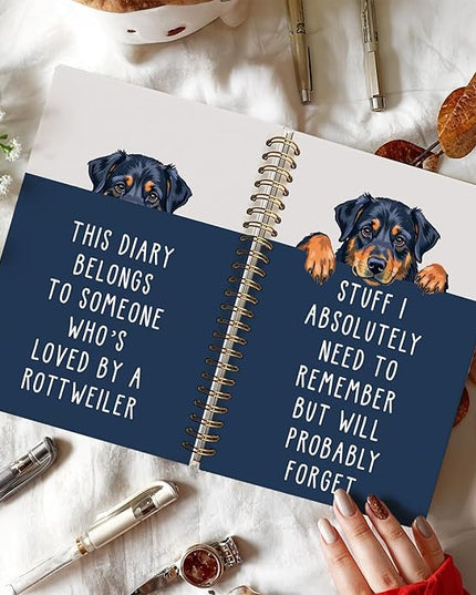 LIANGW Funny Rottweiler Gifts Spiral Notebook Journal, Pet Dog Mom Lovers Owner Gifts Journal for Writing, Forgetful Rottweiler Gift for Women, Dog School Office Stuff Supplies, 5.5x8.3 Inch