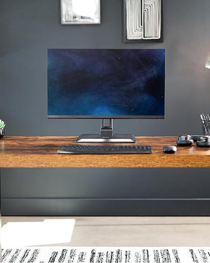 VIVO Premium Single 17 to 32 inch VESA Monitor and Touch Screen Desk Stand with Rotating Base, Freestanding Pneumatic Height Adjustable Arm, 12 inch Maximum Screen Height, Black, STAND-V001R