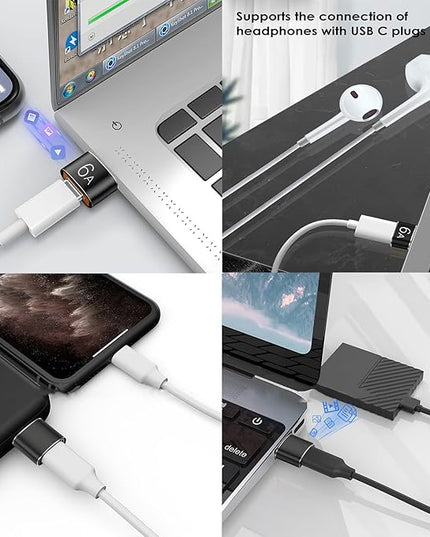USB to USB C Adapter 4 Pack, USB A 3.0 Female to USB C Male OTG Adapter x2, Type C Female to USB Male Adapter x2, Compatible with MacBook, iPhone 15/16, Samsung Galaxy, Smartphones,Tablets,Laptops