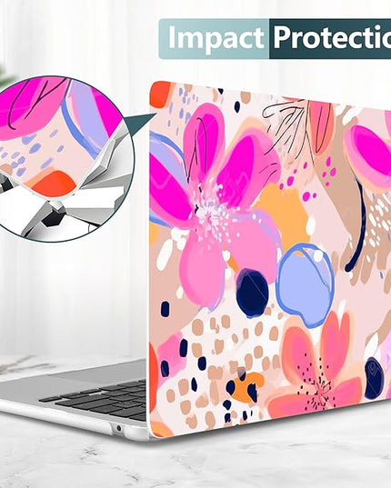 DONGKE for M4 MacBook Air 13.6 Inch Case 2025 2024 2023 2022 Model A3240 A3113 A2681 M3 M2 Chip, Plastic Hard Shell Case Cover with Touch ID for MacBook Air 13 Inch M4 - Floral Artistic