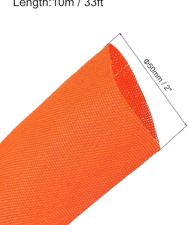 MECCANIXITY Braided Cable Sleeves Heat Shrinkable Fabric Sleeving, 2" 33ft Orange 2:1 Ratio Heat Shrinkable Cord Protector for Harness Cable, Network Cable Protection, Cable Management