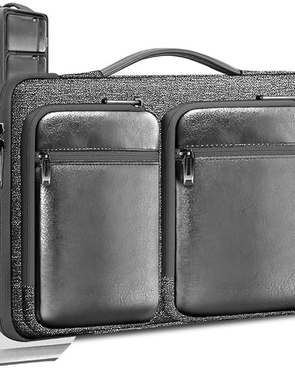 Hseok Laptop Case 15 15.6 16 inch Sleeve with Handle and Hidden Strap,Compatible with MacBook Pro 15.4 16, 360° Protective PC Briefcase with 4 Pockets for Laptop Accessory,Easy to Carrying,Silver gray
