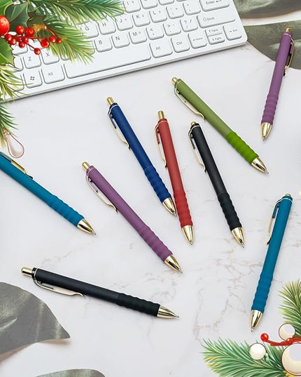 Linbsunne Ballpoint Pens Black Medium Point 1mm Pen with Super Soft Grip Ball Point Pen for Men Women Retractable Pens (Vintage-12 pcs)
