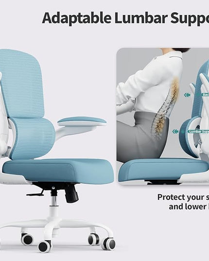 TRALT Office Chair - Ergonomic Desk Chair with Adjustable Lumbar Support, Mesh Computer Chair, Executive Chairs for Home Office Comfortable Lumbar Support,Sky Blue
