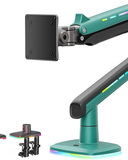 NB Gaming Monitor Arm or for 32 to 60 Inches Screen, Load up to 20 kg, VESA 75/100, RGB-Light, Heavy Duty, Multi Angle Adjustable, Premium Aluminum, Green