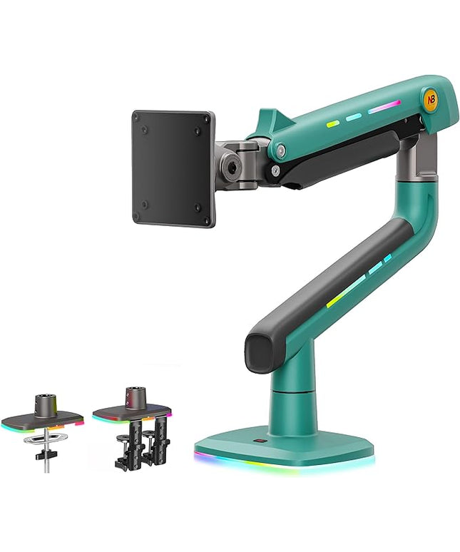 NB Gaming Monitor Arm or for 32 to 60 Inches Screen, Load up to 20 kg, VESA 75/100, RGB-Light, Heavy Duty, Multi Angle Adjustable, Premium Aluminum, Green