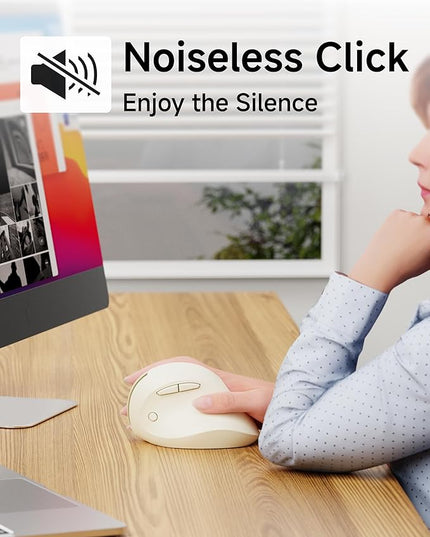 Q7 Vertical Ergonomic Mouse, Wireless Bluetooth Mouse (BT5.0/3.0+2.4G), 5-Level Adjustable DPI up to 4000, Quiet clicks, Multi Devices Computer Mouse for Laptop/PC/Mac-Grey