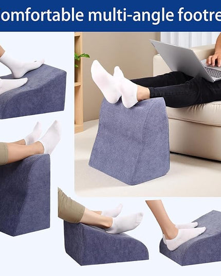 Foot Rest for Under Desk at Work Ergonomic Under Desk Footrest，Support Foot Pillow Double-Sided Footstool， for Office, Home & Gaming Leg Elevation Pillow Blue