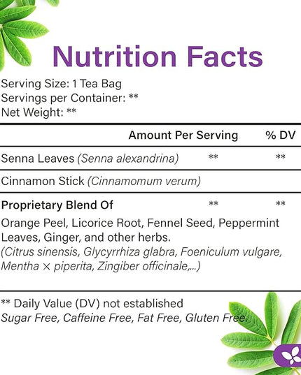 FreshDrinkUS, Fresh Move Tea – 75 Tea Bags - Herbal Tea Blend with Senna Leaves, Cinnamon, Orange Peel, Ginger & More – Caffeine-Free, Natural Ingredients – Smooth Flavor for Everyday Enjoyment