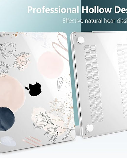 DONGKE for M4 MacBook Air 13.6 Inch Case 2025 2024 2023 2022 Model A3240 A3113 A2681 M3 M2 Chip, Plastic Hard Shell Case Cover with Touch ID for MacBook Air 13 Inch M4 - Abstract Flowers