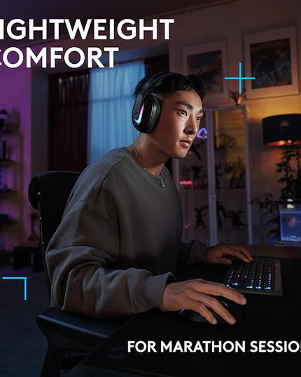 Logitech G522 Lightspeed Wireless Gaming Headset, LIGHTSYNC RGB, Full Bandwidth Mic & Advanced Synchronized Audio, Tri-Connectivity with Lightspeed, Bluetooth, USB-A to USB-C for PC - Black