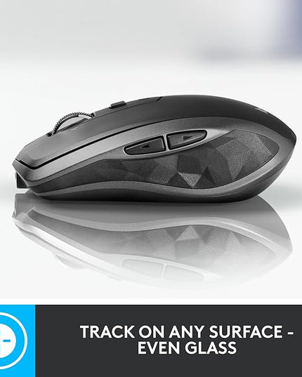Logitech MX Anywhere 2S Bluetooth Edition Compact Wireless Mouse, No USB Receiver - Use On Any Surface, Hyper-Fast Scrolling, Rechargeable, Control Up to 3 Apple Mac and Windows Computers and Laptops