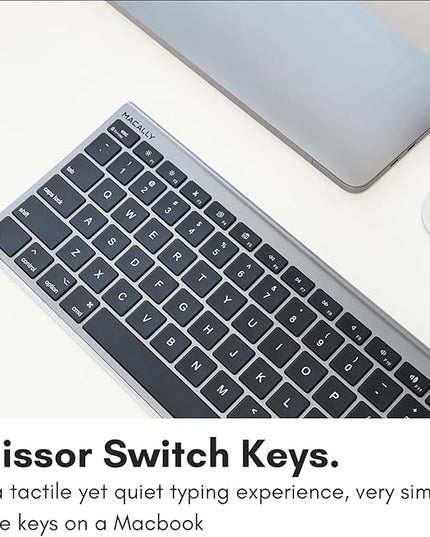 Macally Ultra-Slim USB Wired Computer Keyboard - Works Great as Both a Windows or Wired Mac Keyboard - Compatible Full Size Apple Keyboard with Numeric Keypad for Mac mini, iMac, MacBook - Space Gray