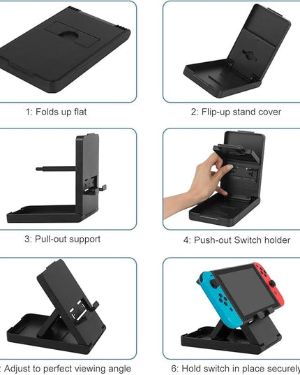 Y.D.F Stand for Nintendo Switch Compact Foldable Multi Angle Holder Play Stand Compatible with Switch/Lite/OLED IPad iPhone Samsung Galaxy Tab Android Phones Tablets E-Reader