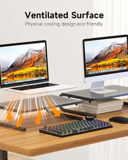 suptek Monitor Stand Riser for Computer,Laptop,Printer, Notebook and All Flat Screen Display with Vented Metal Platform and 4 Inches Height Underneath Storage (MST004-2)