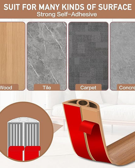 Floor Cord Cover Self Adhesive Cord Hider Floor Extension Cord Covers for Floor Power Cord Protector Cable Management Prevent Cable Trips Cable Cavity 0.32" W x 0.32" H (Light Brown Wood, 20Ft)