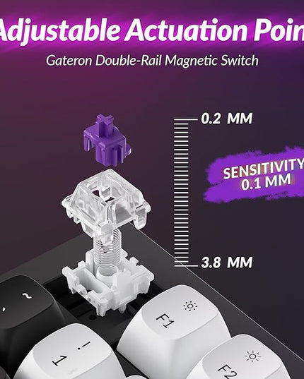 Keychron Q3 HE Wireless Custom Mechanical Keyboard, 2.4 GHz/Bluetooth/Wired QMK Rapid Trigger 80% TKL Hot-Swappable Programmable RGB Gateron Double-Rail Magnetic Switches for Mac Windows, Carbon Black