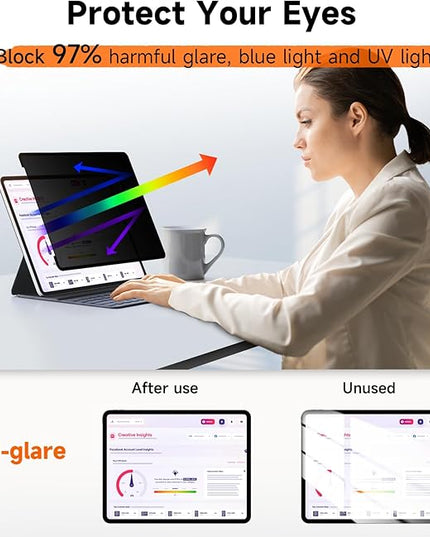 Mamol Upgrade 360° Privacy Screen Protector for Apple iPad Pro 13 inch 7th M4 2024/ 8th M5 2025, Magicsuction 4-Way Anti Spy Glare Blue Light Filter, High Sensitive/Bubble Free/Reusable