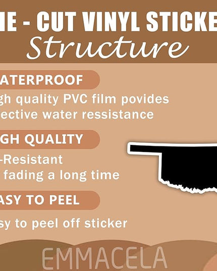 (3PCS) Oklahoma Map Stickers, US State Waterproof Vinyl Decals for Tumblers, Water Bottles, Laptops, Books, Scrapbooks, Great for Oklahoma Lovers, 3 x 1.7 Inch