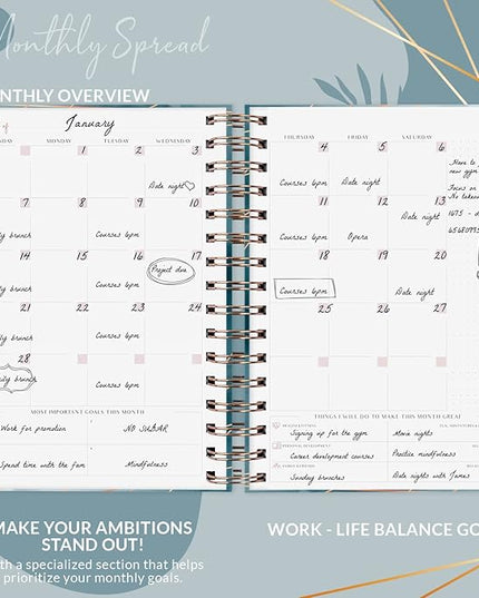 PLANBERRY Hourly Schedule Planner Premium – Undated Journal with Time Slots for Productivity & Budget Organizer, 6.9x8.5″ (Ocean Depths)