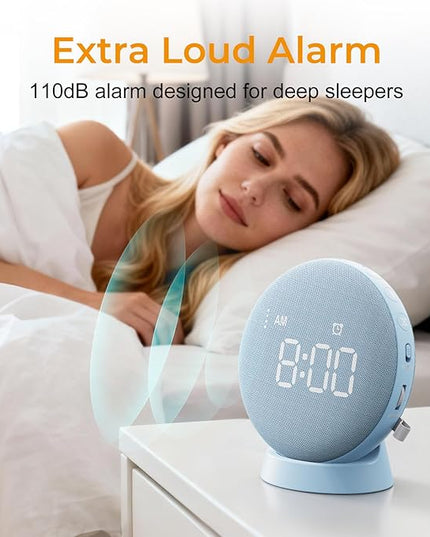 Gianna 110dB Loud Alarm Clock for Heavy Sleepers - Vibrating Alarm Clock, 3 Wake Modes, Auto-Dimming, Rechargeable Battery Operated Bed Shaker for Bedroom and Travel