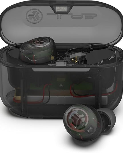 JLab Go Air Pop+ True Wireless Earbuds, in Ear Headphones, Bluetooth Earphones, 35H Playtime Ear Buds, Bluetooth Earbuds with Microphone, USB-C Charging Case, Dual Connect, EQ3 Sound, Clear