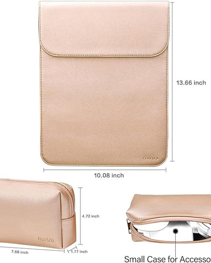 MOSISO Laptop Case 13 inch, 13 inch Laptop Sleeve Compatible with MacBook Air M4 M3 M2 M1 2025-2018 / Pro M2 M1 2025-2016, Faux Suede Leather Case with Small Bag, Rose Gold