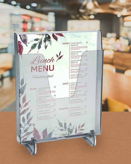 Acrimet Pocket File Holder Vertical Design Brochure Display (for Wall Mount or Countertop Use) (Removable Supports Included) (Letter Size) (Smoke Color)