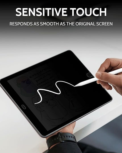 Peslv 360° Privacy Screen for iPad 9th 8th 7th Gen - 10.2 Inch, Anti Glare Blue Light Spy Filter Private Cover, High Sensitive Bubble-Free Easy Install Black Security Protector