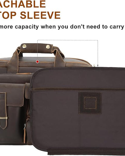 TIDING Full Grain Leather Briefcase For Men 17 Inch Laptop Case Business Travel Office Messenger Shoulder Bag